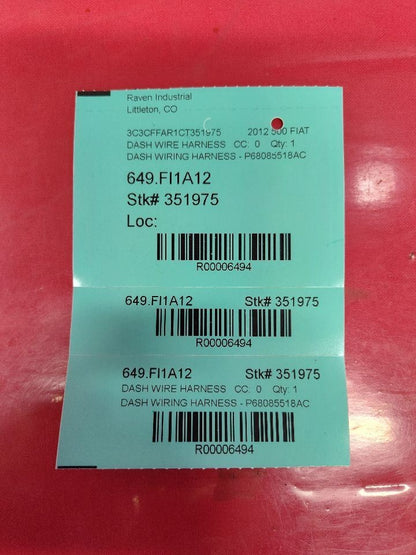 2012 Fiat 500 1.4L Engine Instrument Panel Dash Wiring Harness 68085518AC