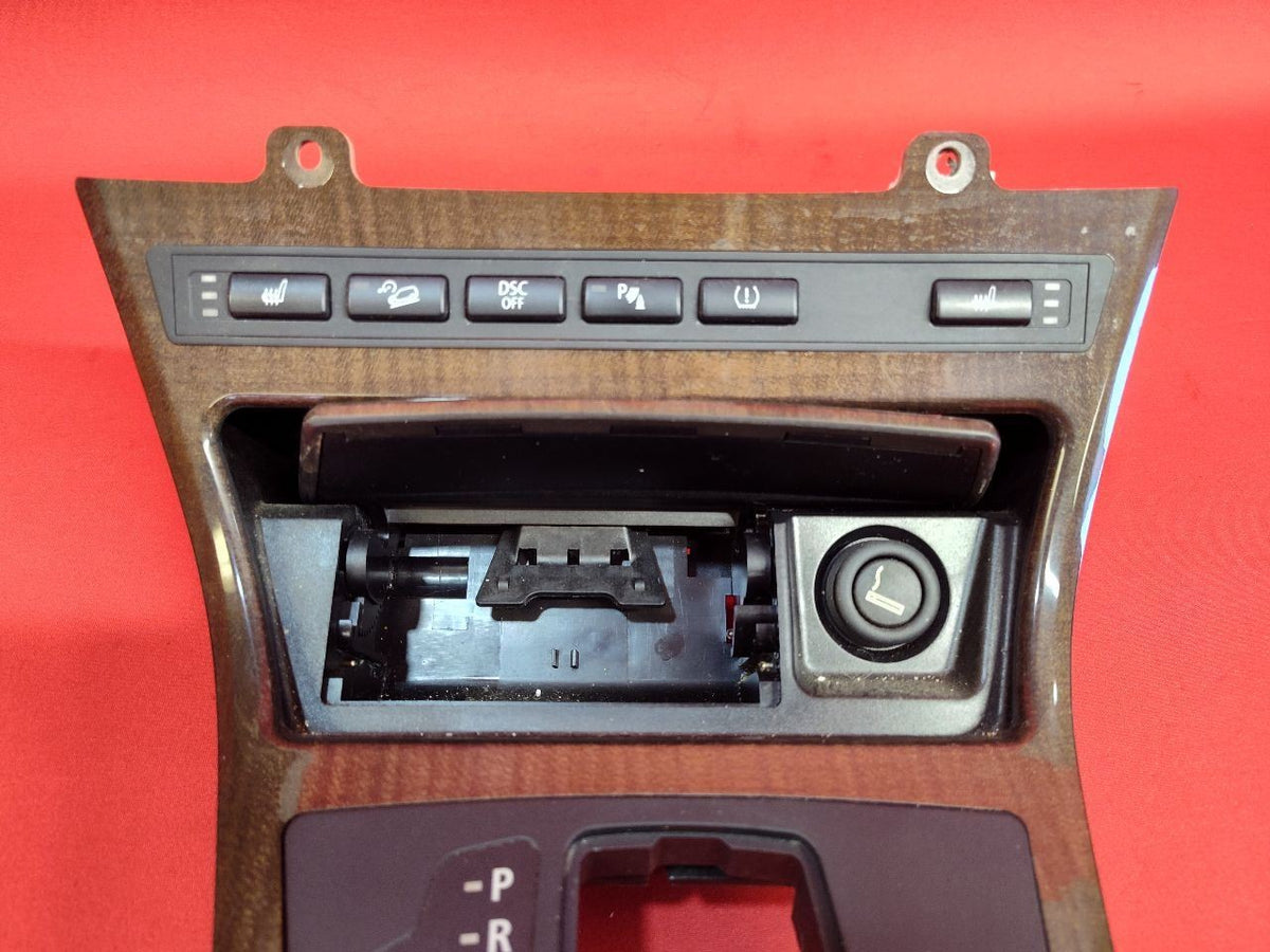 2004-2006 BMW X3 Center Console A/T Shifter Trim Bezel Maronan Dunkel Woodgrain