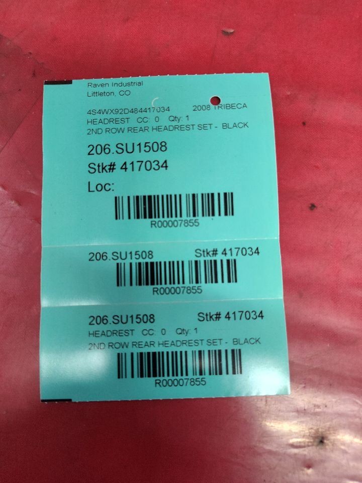 2008-2014 Subaru Tribeca REAR 2nd Second Row Headrest Set Black Leather