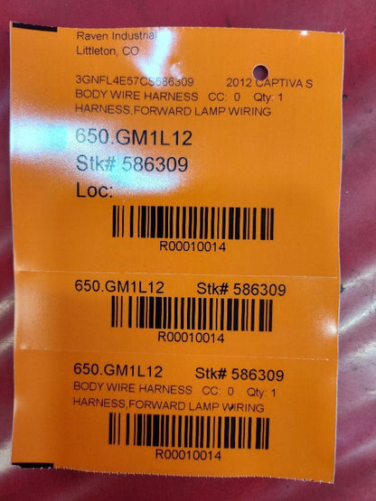 2012 Chevrolet Chevy Captiva Sport Front Headlight Lamp Wiring Harness 22923528