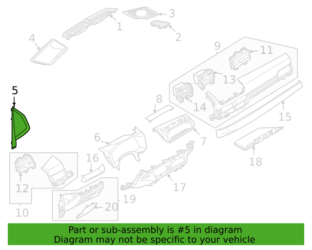 2022-2023 Mitsubishi Outlander Front Right Dash End Cover 8002C737XA