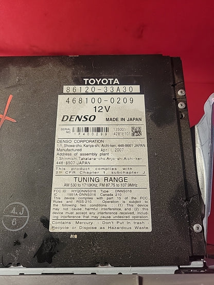 2007 2008 2009 Toyota Camry Navigation Display Climate Assembly 86120-06460