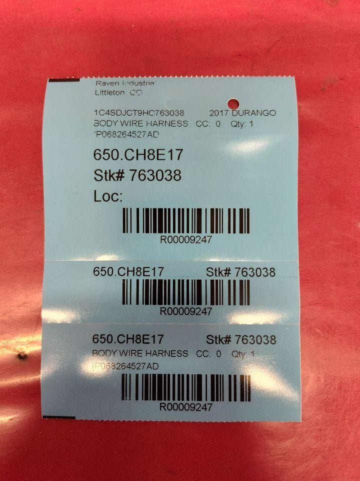 2017 Dodge Durango Multi-Purpose OEM Used Jumper Wiring Harness 68264527AD