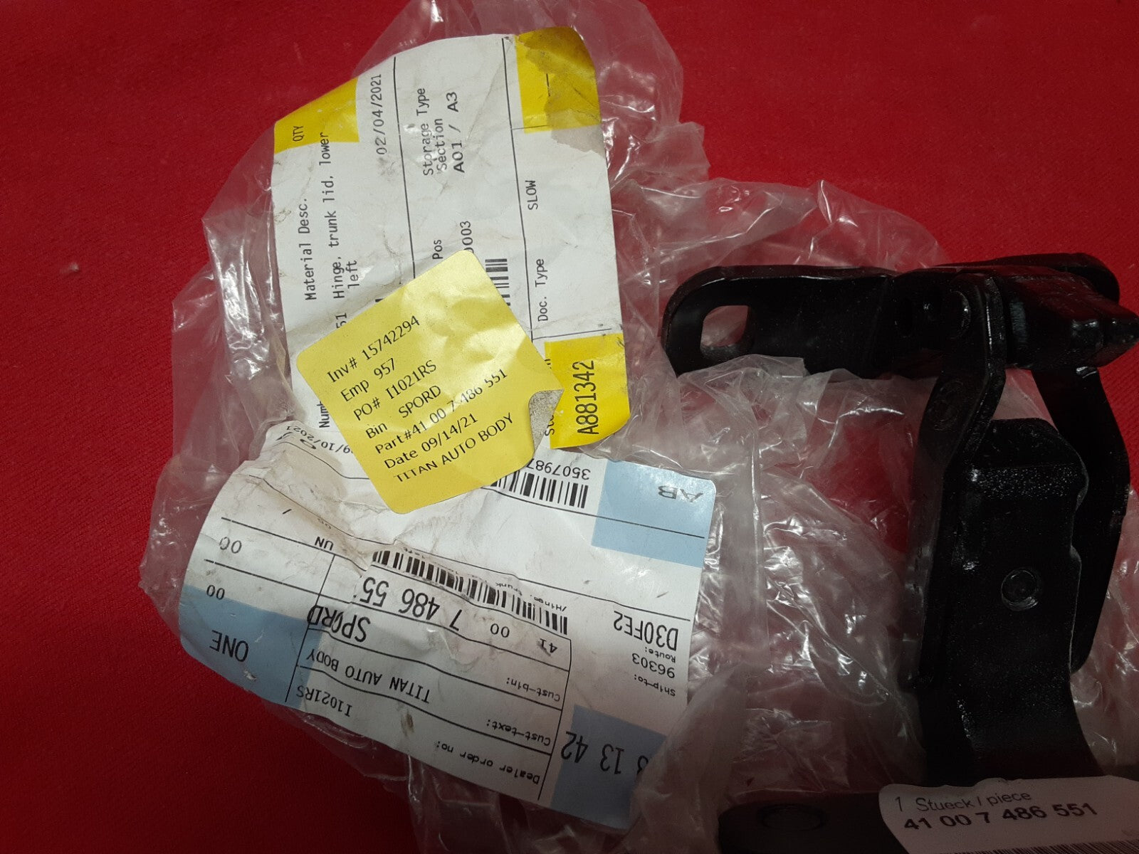 2019 2020 2021 2022 BMW NEW OEM LOWER LEFT Tailgate Trunk Hinge 41-00-7-486-551