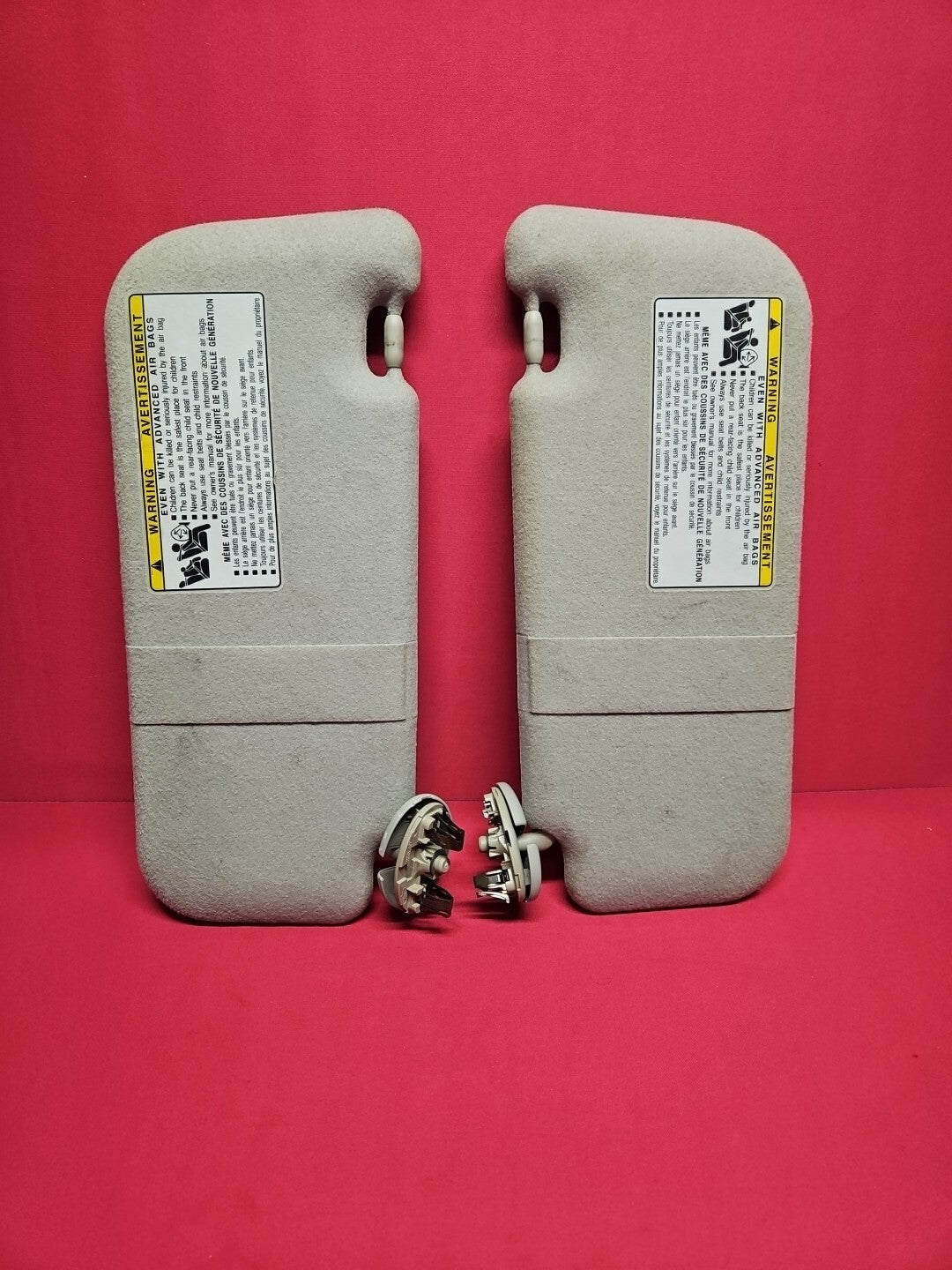 2009 2010 Pontiac Vibe Left Right Grey Cloth Sun Visors Sunshade SET