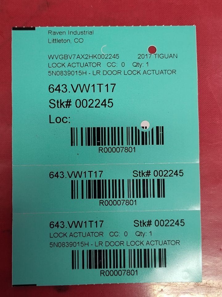 2012-2018 VW Tiguan / 2009-2017 CC REAR LEFT DRIVER Door Latch Lock Actuator