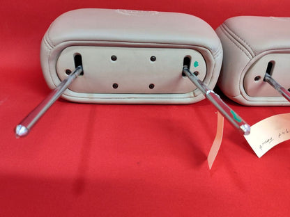 2002 2003 Cadillac Escalade FRONT Headrest SET Shale Pewter Leather w/ Emblems