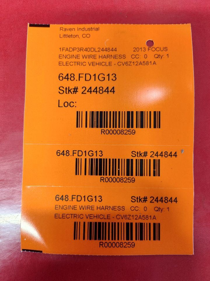 2012-2014 Ford Focus EV Electric Drive Motor to Transmission Wiring Harness