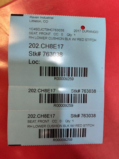 2016-2026 Durango 16-22 G. Cherokee FR PASSENGER Lower Seat Cushion RED Stitch