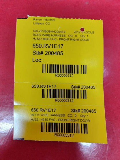 2017 Range Rover Evoque FRONT RIGHT PASSENGER Door Wiring Harness Passive Entry