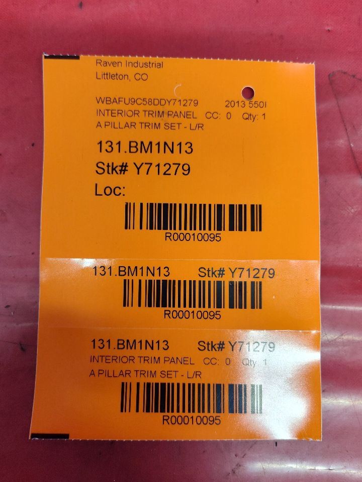 2010-2016 BMW 528i 535d 535i 550i Front A-Pillar A Pillar Trim Set Jet Black