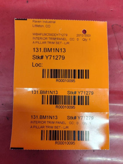 2010-2016 BMW 528i 535d 535i 550i Front A-Pillar A Pillar Trim Set Jet Black