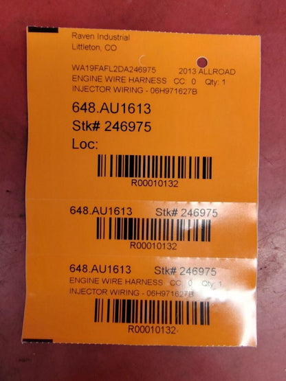 2013-2016 Audi Allroad 2.0LCPMA Turbo Fuel Injector Wiring Harness 06H-971-627-B
