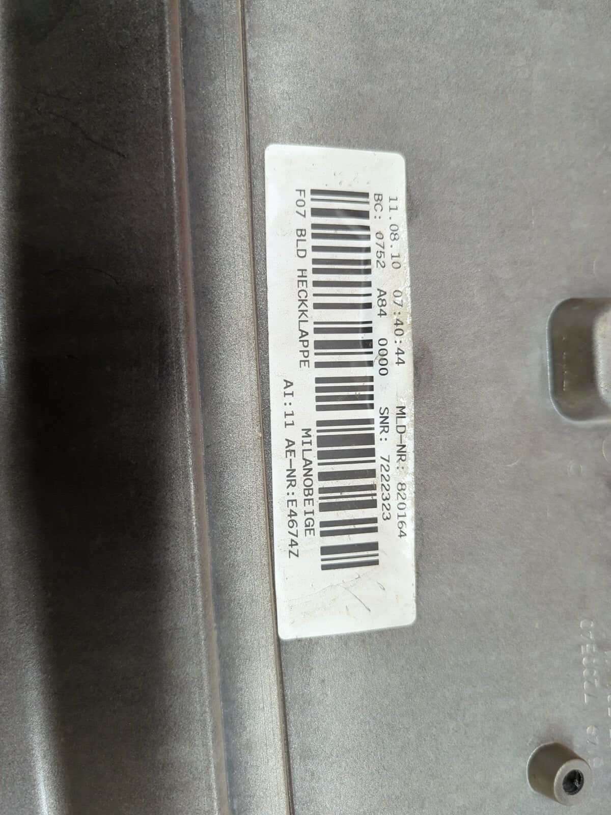 2010 - 2013 BMW 5 Series GT Trunk / Rear Lower Trim Moulding - 7200540 - A84 