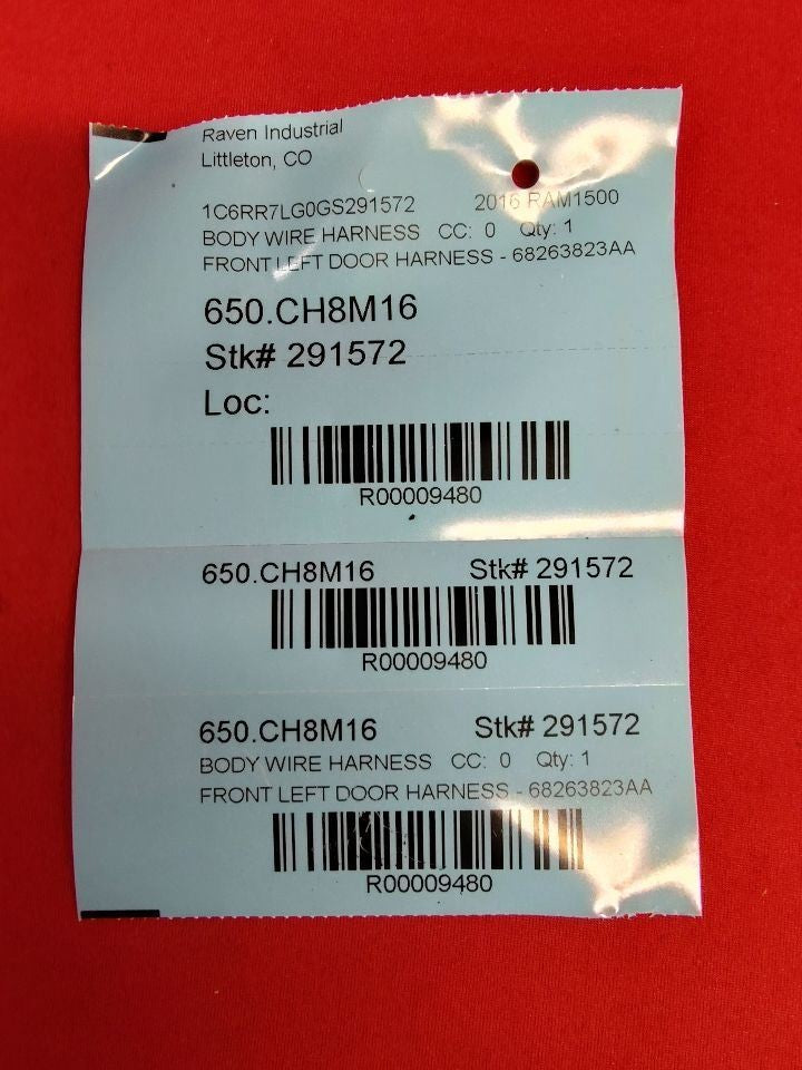 2016 2017 Dodge Ram FRONT LEFT DRIVER Door Wiring Harness w/ Power Locking