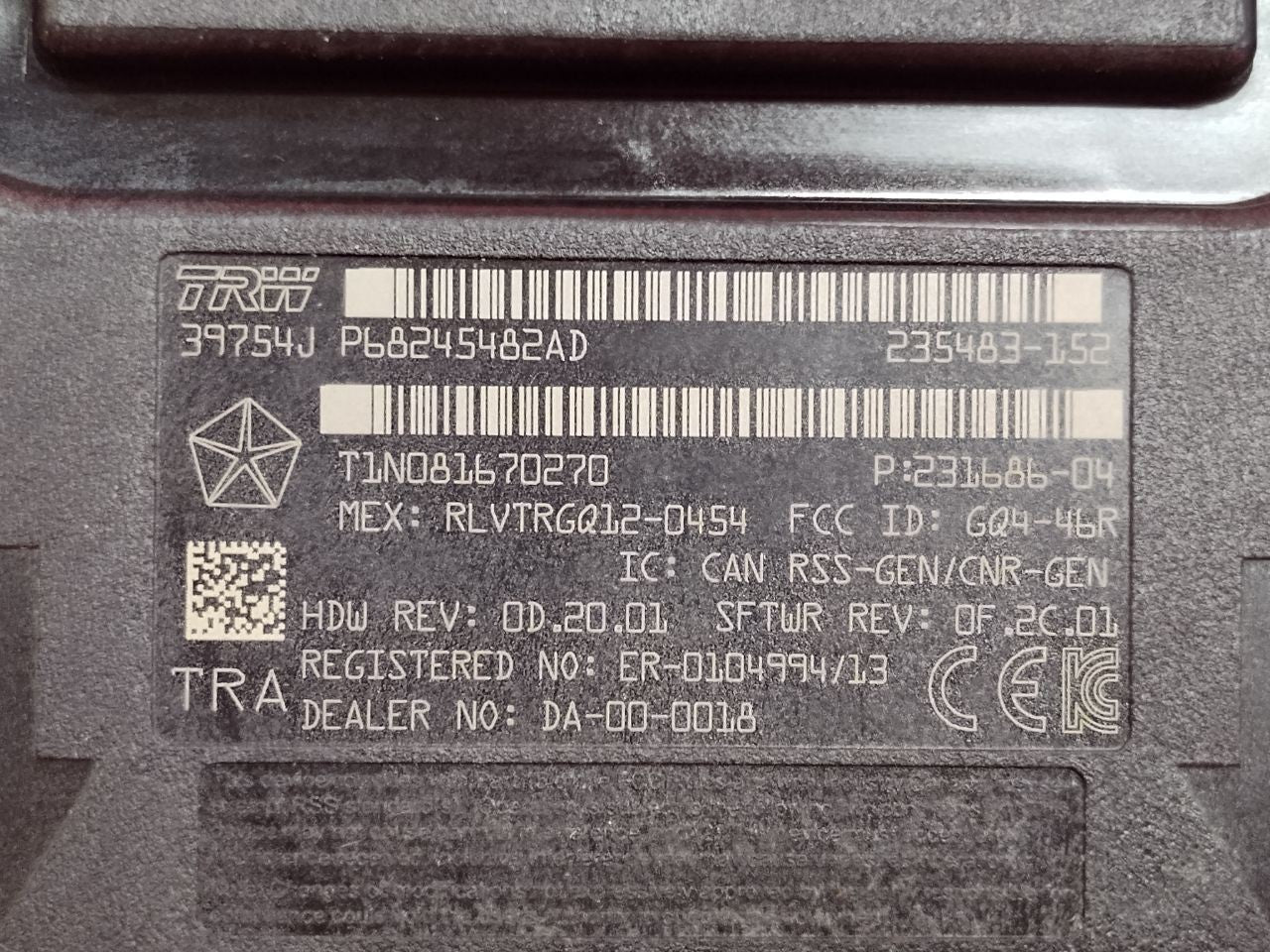 2016 Dodge Ram 1500 2500 3500 Tire Pressure Monitoring TPMS Receiver Module