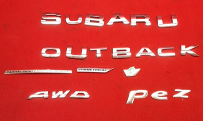 2010-2014 Subaru Outback Chrome Emblem Badge Set Rear Liftgate Trunk