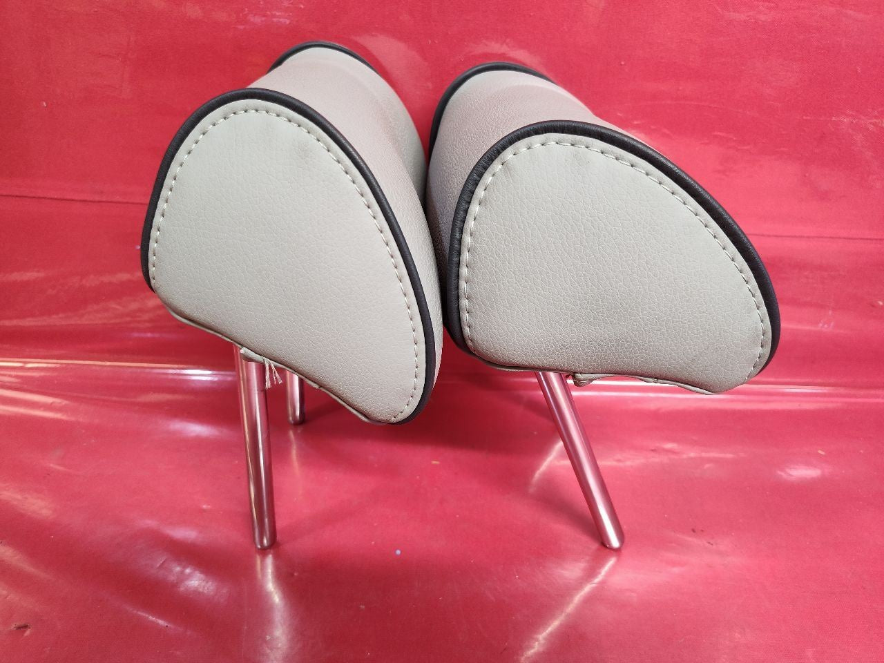 2015 2016 Hyundai Sonata SPORT Rear Headrest Set Grey Leather w/ Black Trim