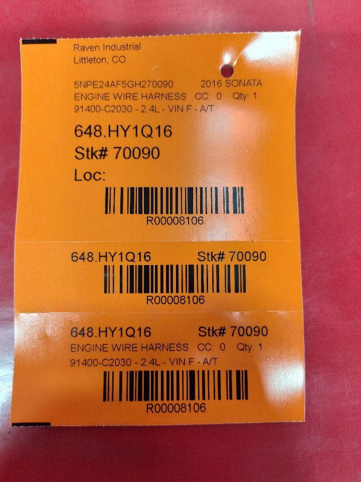 2015-2017 Hyundai Sonata 2.4L L4 Engine Block Wiring Harness 91400-C2030