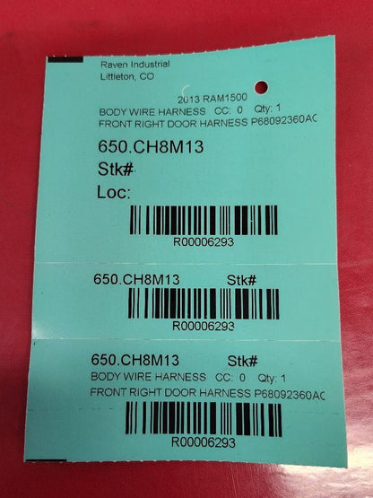 2013-2015 Dodge Ram 1500 2500 3500 Front Right Passenger Door Wiring Harness