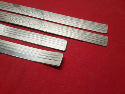 2008 - 2014 Mercedes C-Class GLK Silver Chrome Floorboard Scuff Plate Full SET