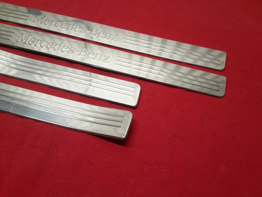 2008 - 2014 Mercedes C-Class GLK Silver Chrome Floorboard Scuff Plate Full SET