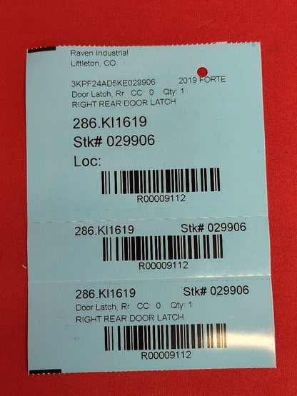 2019 Kia Forte RIGHT REAR PASSENGER Door Latch Lock Actuator 81420-M6000