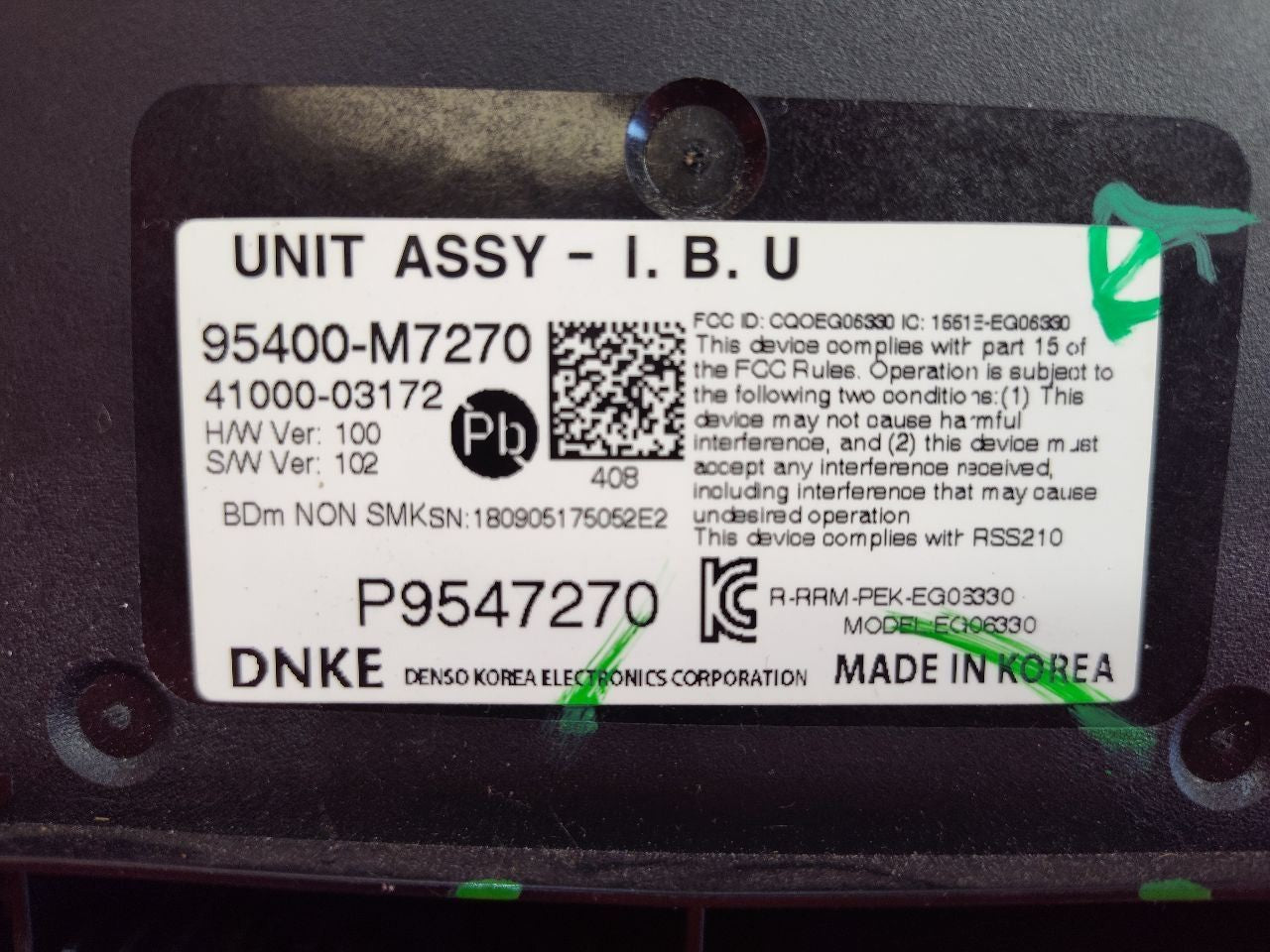 2019-2021 Kia Forte Body Control Module BCM BCU 95400-M7270