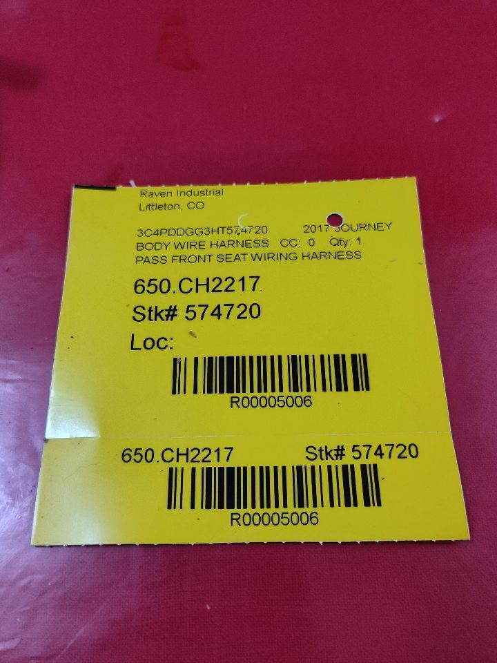 2014-2017 Dodge Journey FRONT PASSENGER Seat Power Wiring Harness 68195926AA