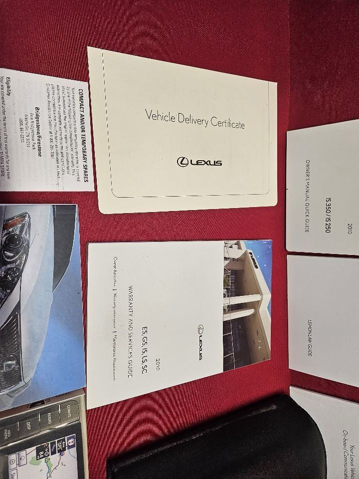 2010 Lexus IS250 Base Model 2.5L V6 A/T Owner's Manual Information Set w/ Case