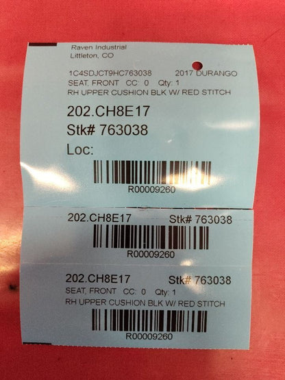 13-23 Durango 14-21 G. Cherokee FR PASSENGER Upper Seat Cushion RED R/T Stitch