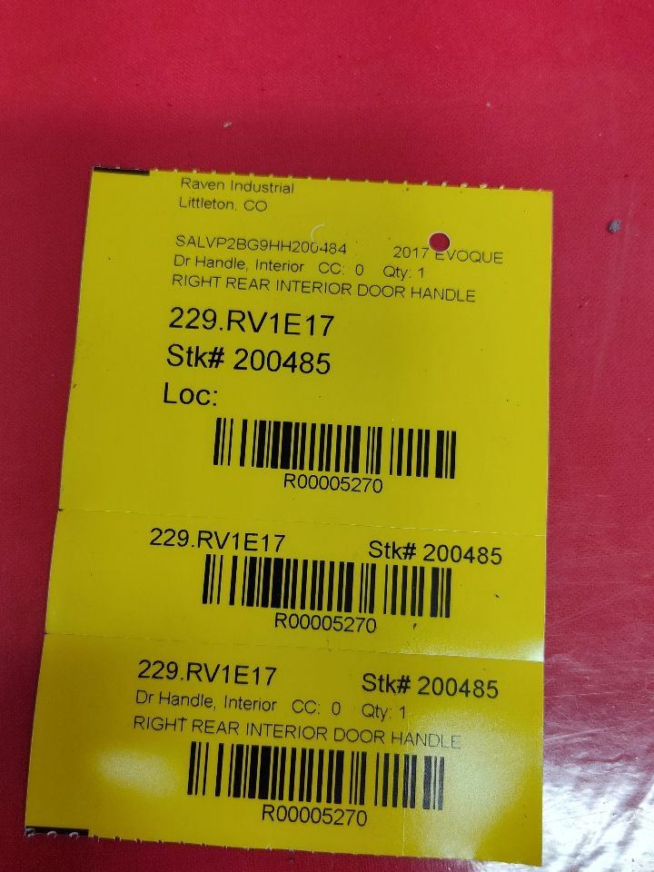 2012-2019 Range Rover Evoque REAR RIGHT PASSENGER Interior Door Handle