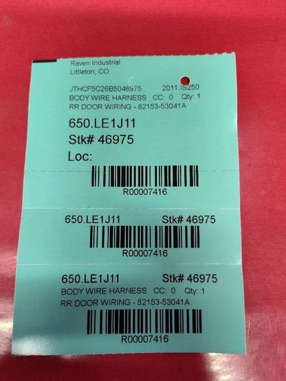 2008-2013 Lexus IS250 REAR LEFT DRIVER Door Wiring Harness 82153-53041