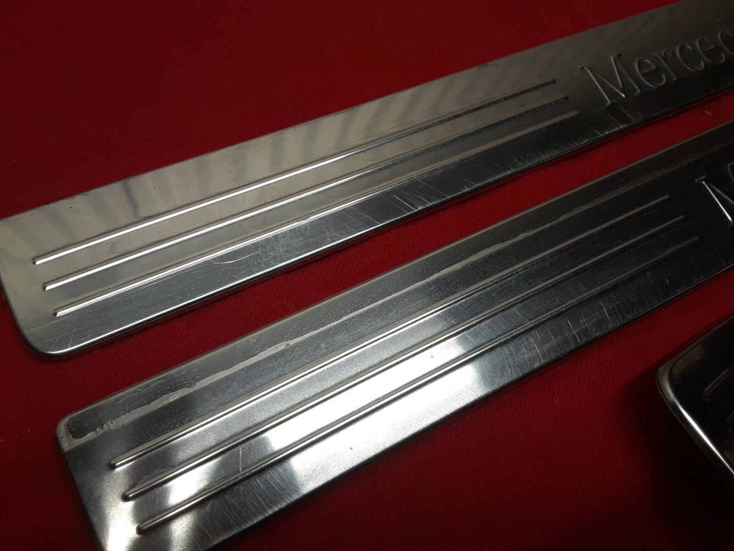2008 - 2014 Mercedes C-Class GLK Silver Chrome Floorboard Scuff Plate Full SET