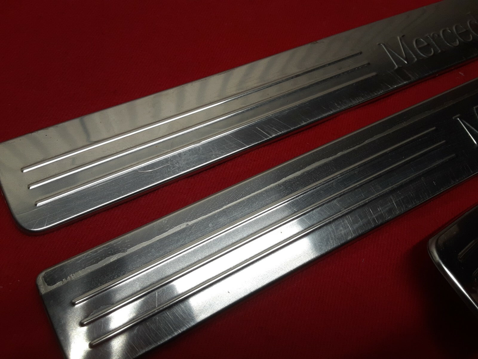 2008 - 2014 Mercedes C-Class GLK Silver Chrome Floorboard Scuff Plate Full SET
