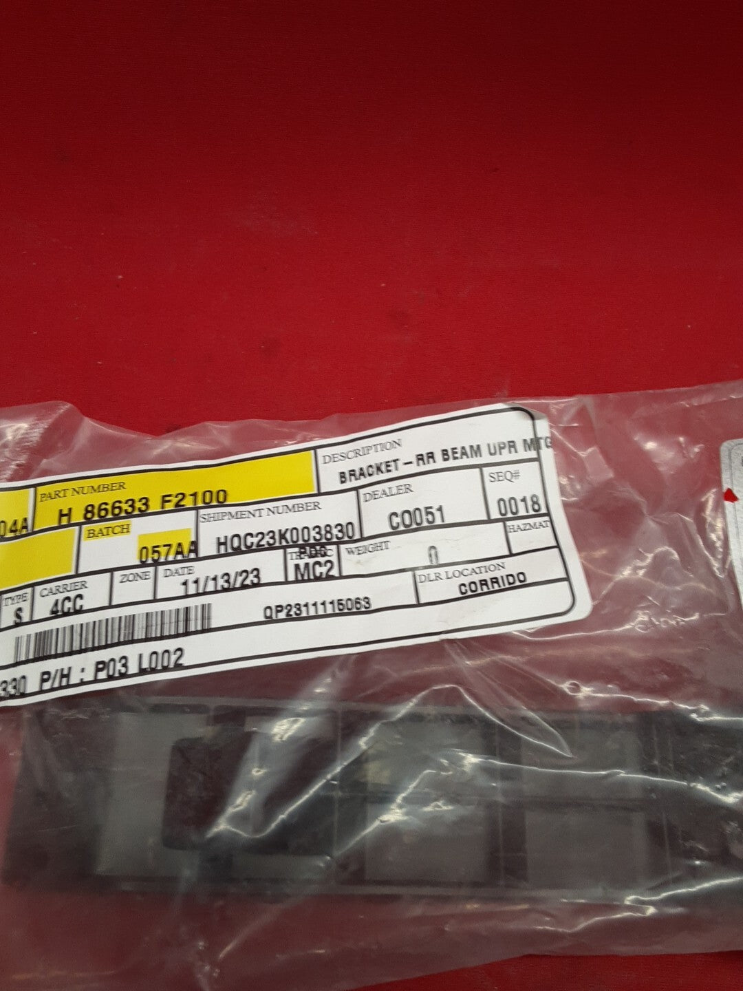 2017 2018 Hyundai Elantra Impact Bar Upper Bracket 86633-F2100