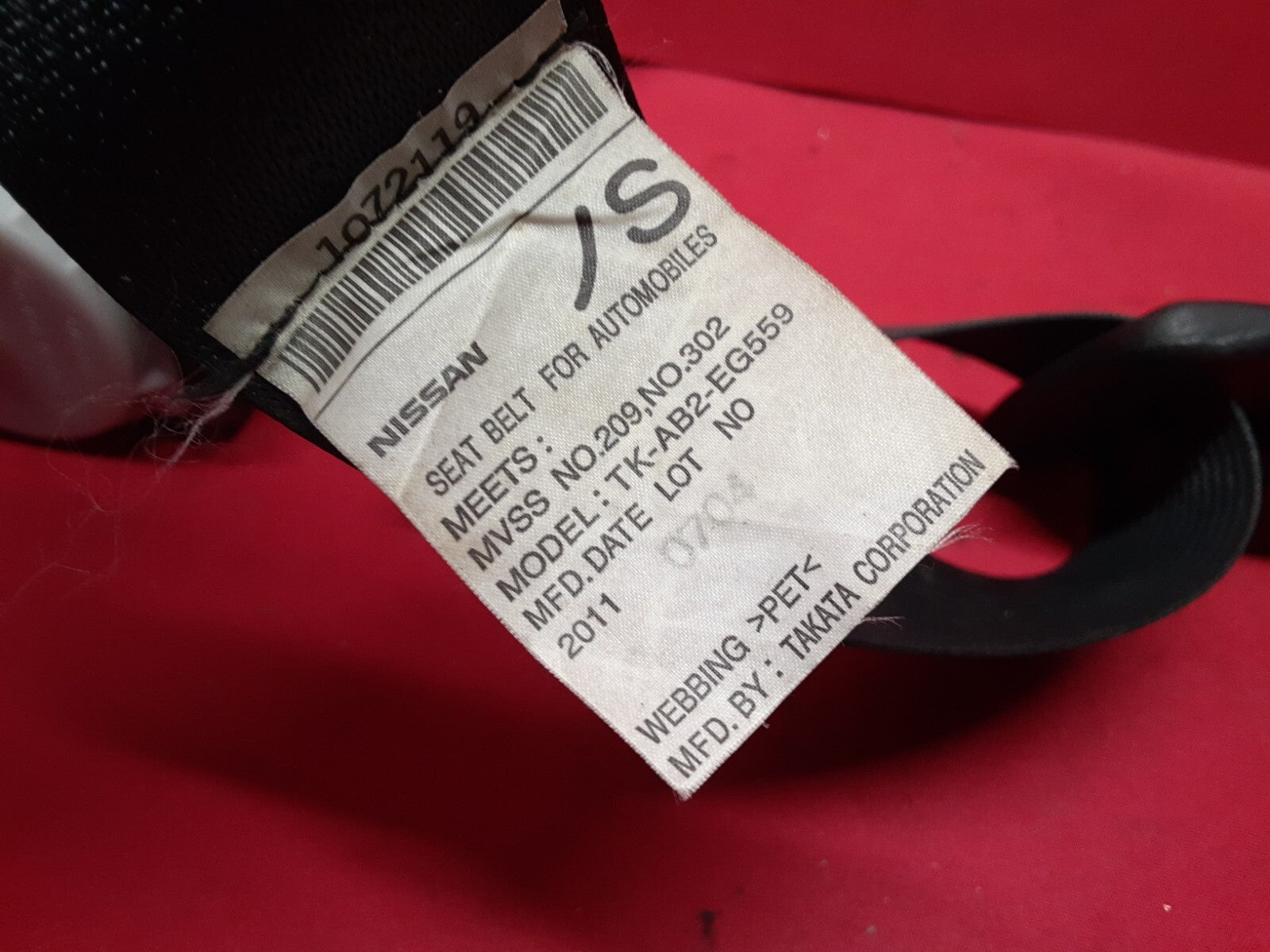 2011 - 2019 Infiniti REAR LEFT DRIVER Seat Belt w/ Buckle Black 88844-1MA0B