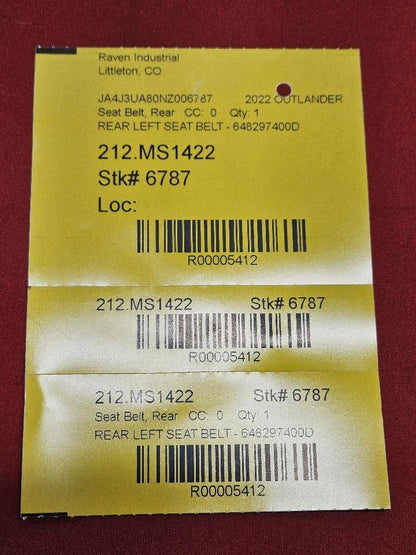 2022-2024 Mitsubishi Outlander 2nd SECOND Row LEFT DRIVER Seat Belt Retractor