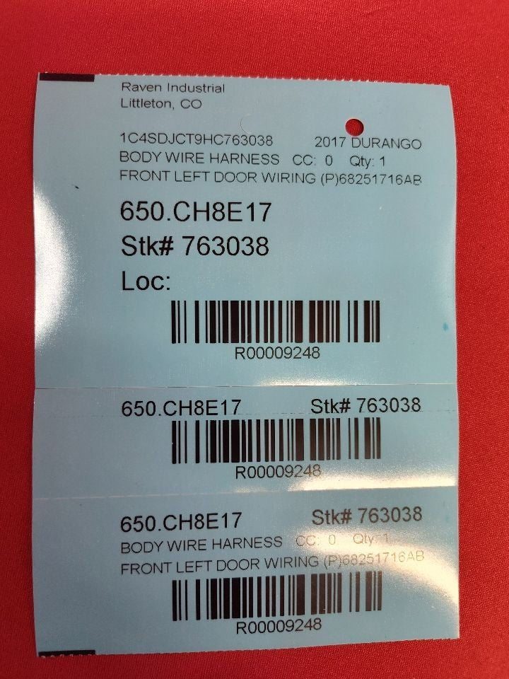2016 2017 Dodge Durango / Grand Cherokee FRONT LEFT DRIVER Door Wiring Harness