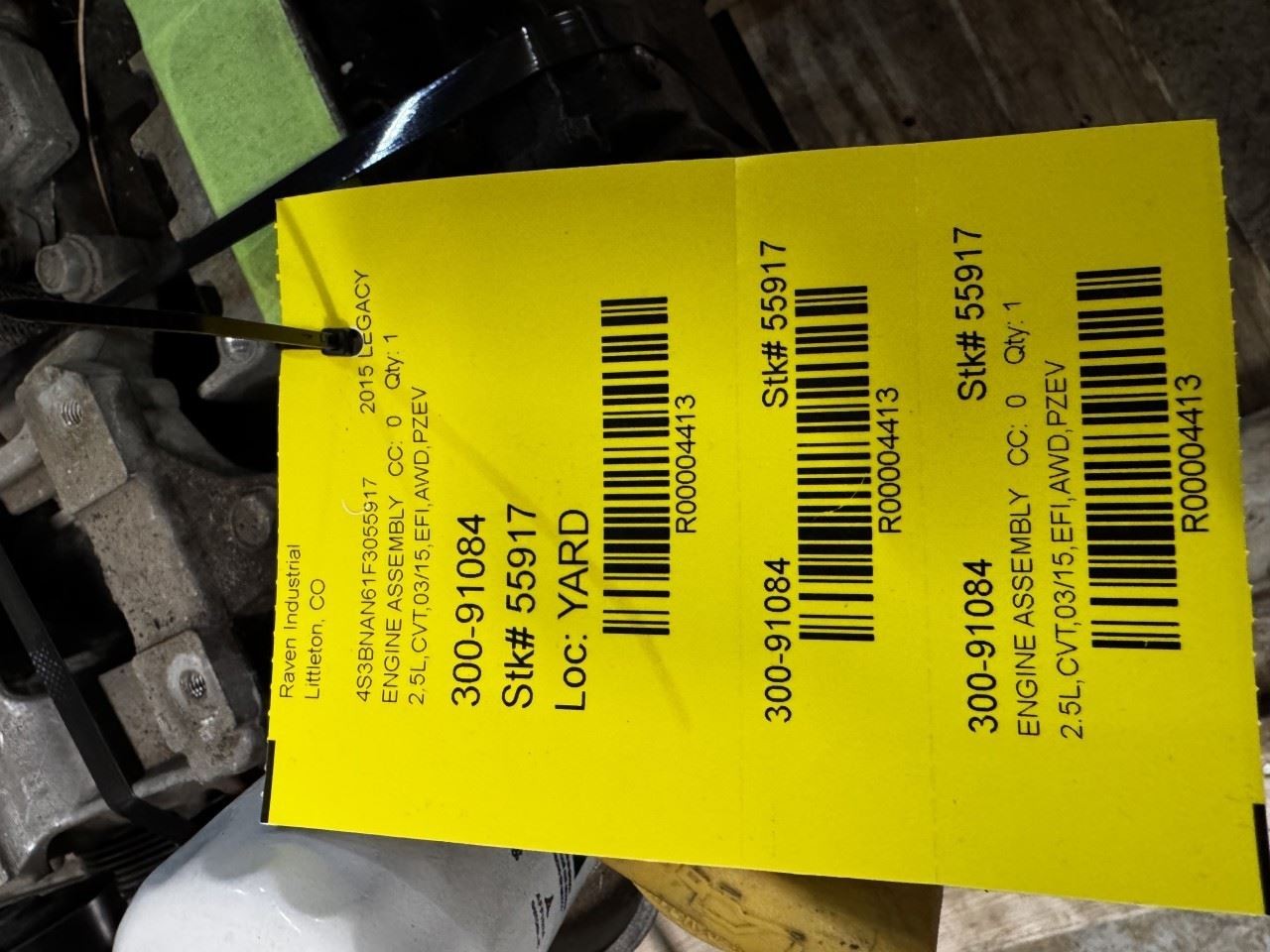 2015 Subaru Legacy Engine 2.5L VIN A, A/T CVT - 121k Miles, Good Compression