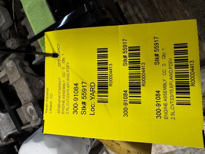 2015 Subaru Legacy Engine 2.5L VIN A, A/T CVT - 121k Miles, Good Compression