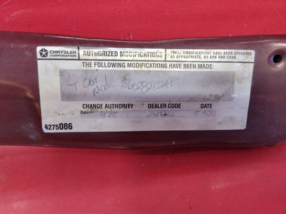 2001-2004 Dodge Dakota 01-03 Durango UPPER Radiator Core Support Bracket Bar