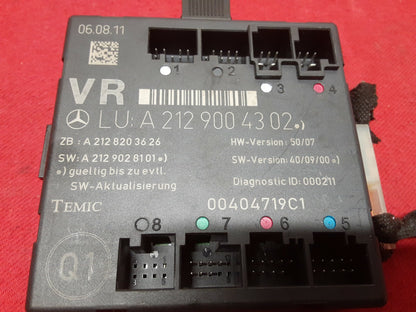 2012 Mercedes C300 RIGHT PASSENGER -FRONT- Door Control Module A 212 900 43 02