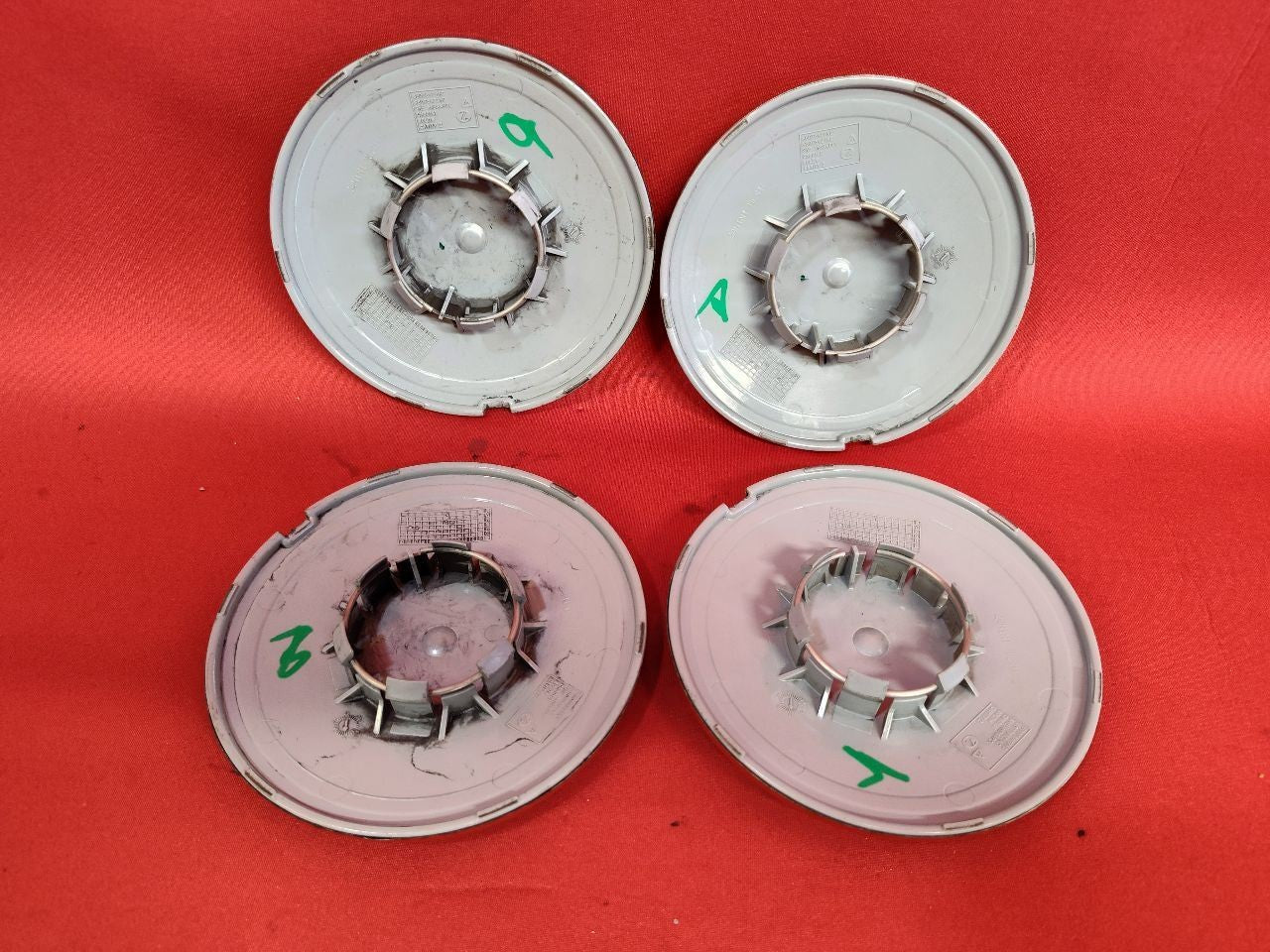 2012-2019 Fiat 500 Sport Wheel Hub Center Cap Cover Set w/ RED TRIM RINGS