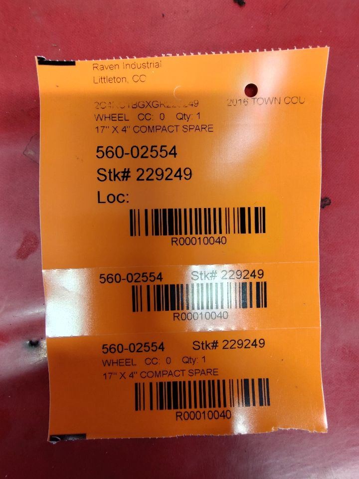 2012-2020 Chrysler Dodge Small Van 17x4 Compact Emergency Spare Tire Donut