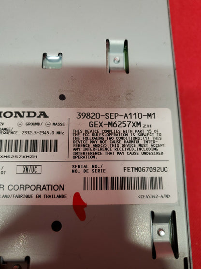 2006 2007 2008 Acura TL Radio Stereo Satellite Audio Control Unit 39820-SEP-A110