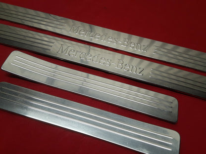 2008 - 2014 Mercedes C-Class GLK Silver Chrome Floorboard Scuff Plate Full SET