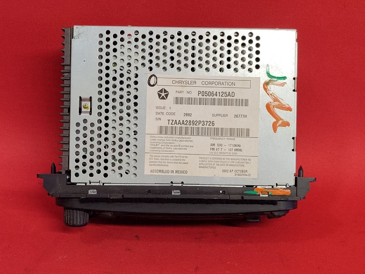 2003-2007 Chrysler Dodge Jeep Radio Stereo Receiver 05064125AD Faceplate RBP