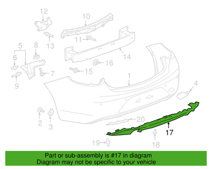 2018 - 2020 GM Buick Regal Sportback Rear Bumper Lower Valance Trim Textured