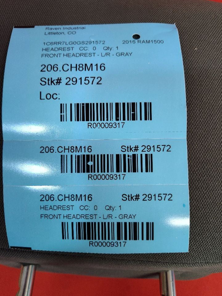 2013-2020 Dodge Ram 1500 2500 3500 FRONT Seat Headrest SINGLE Premium Cloth Grey